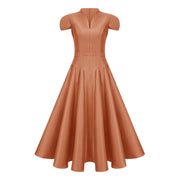 Aventin Brown Godet Design Midi Dress