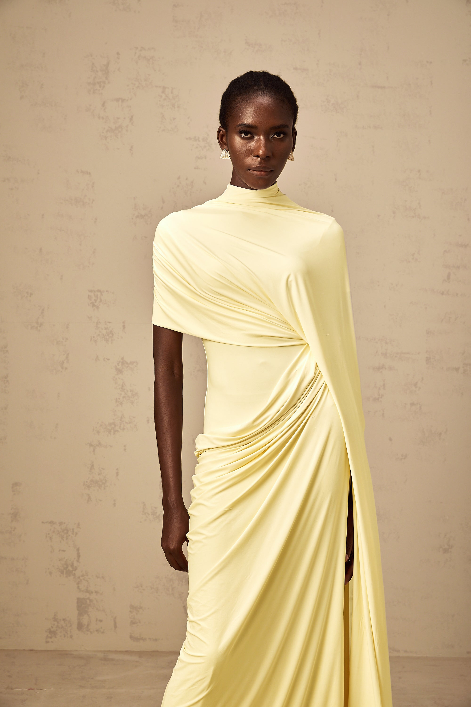Fenella asymmetrical draped cape & dress matching set