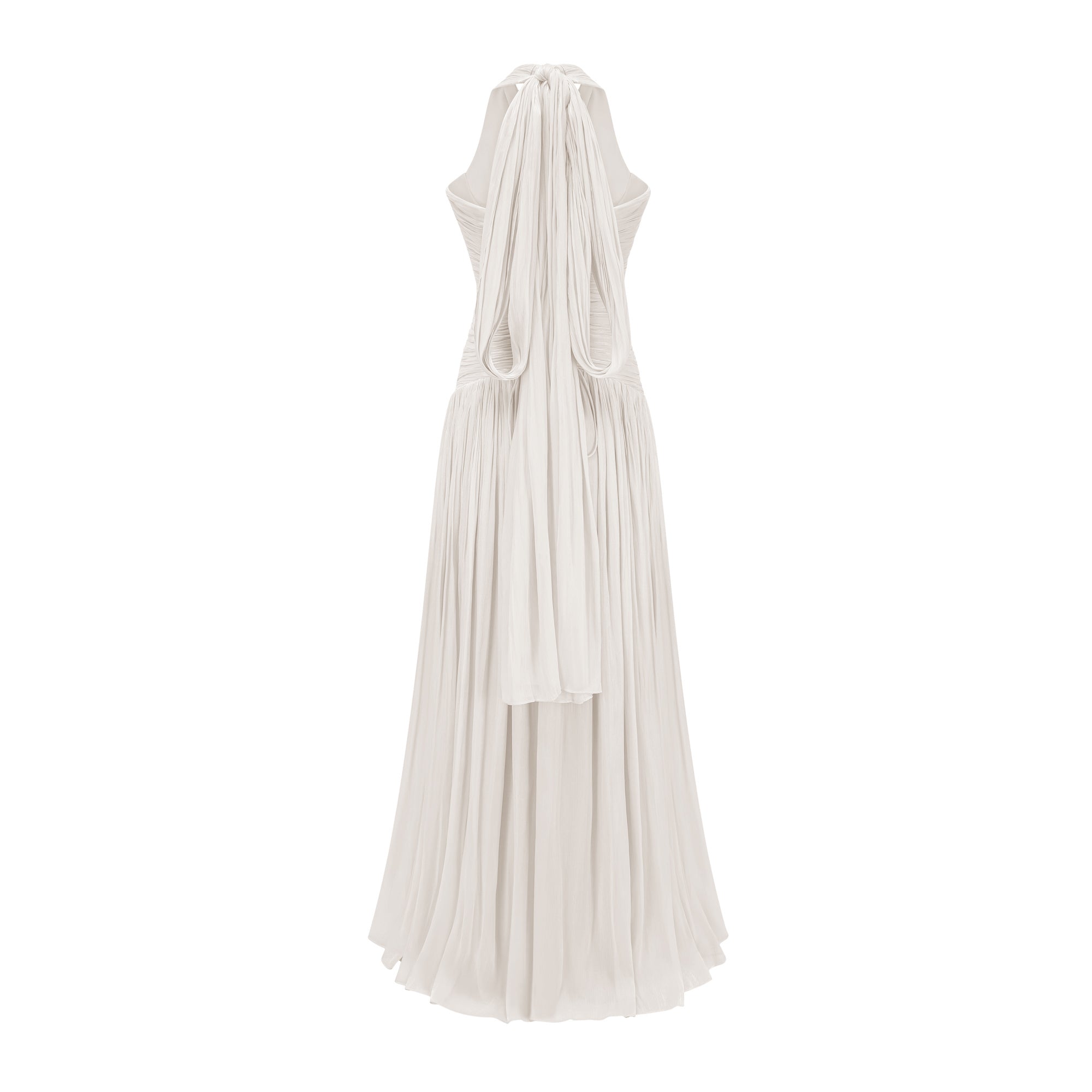 Térébenthine White Glossy Gathered Maxi Dress (Final Sale-US Only)