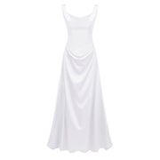Fiona White Satin Square Neck Maxi Dress