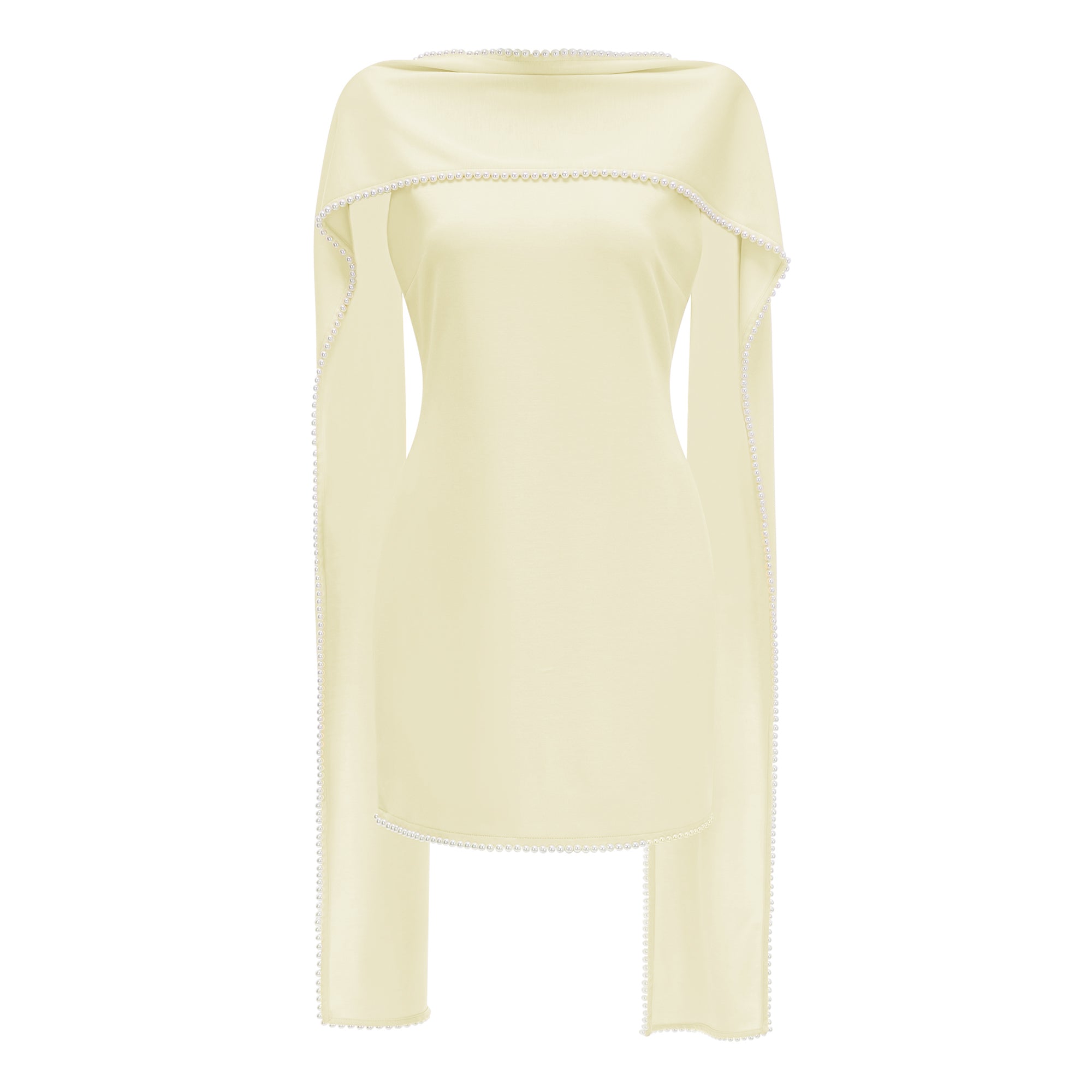 Piroska Yellow Sleeveless Pearl Trim Mini Dress (Final Sale-US Only)