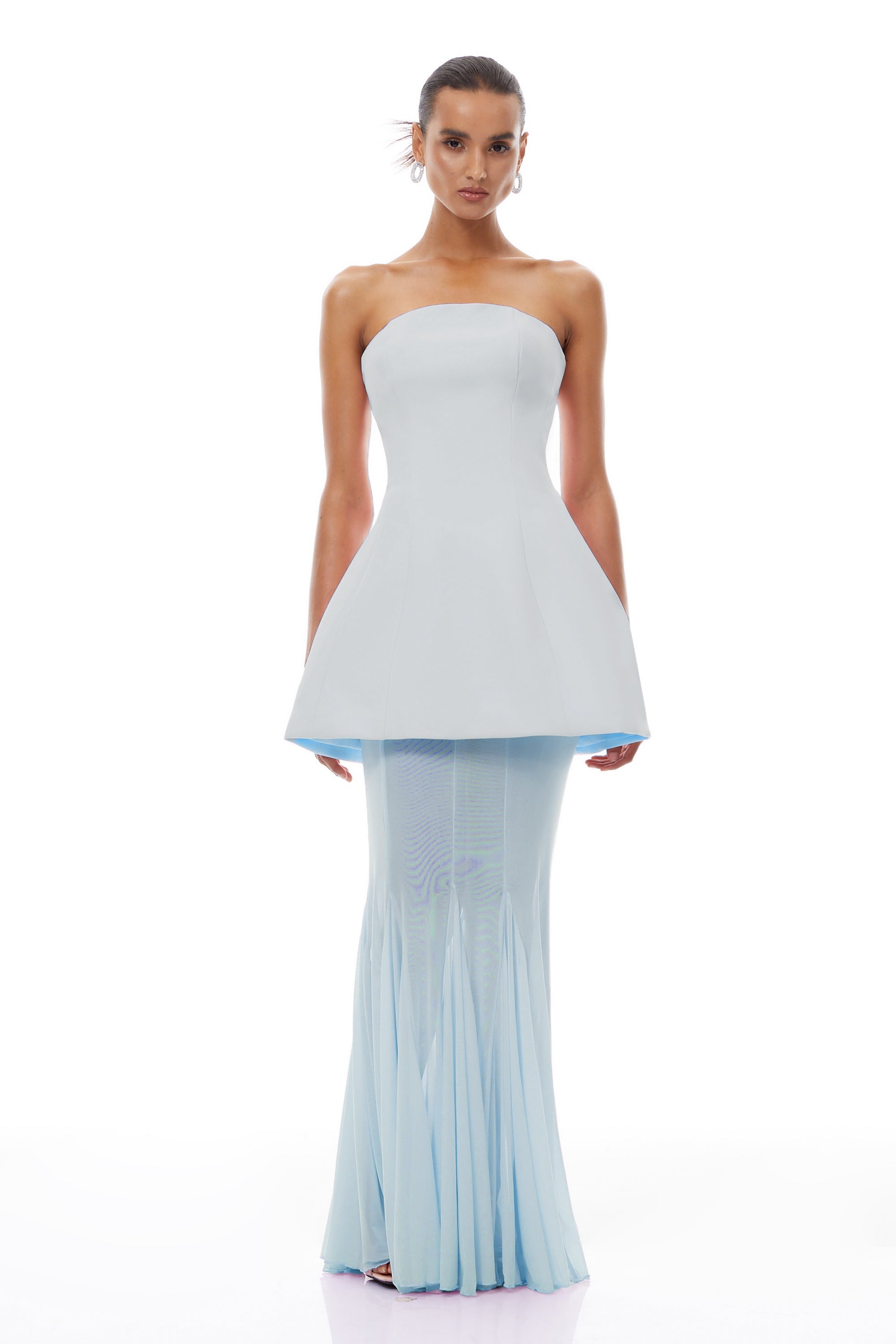 Mélanie Blue Corset Dress & Mesh Skirt Set