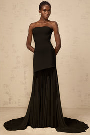Josiane Black Off-shoulder Sheer Tulle Maxi Dress