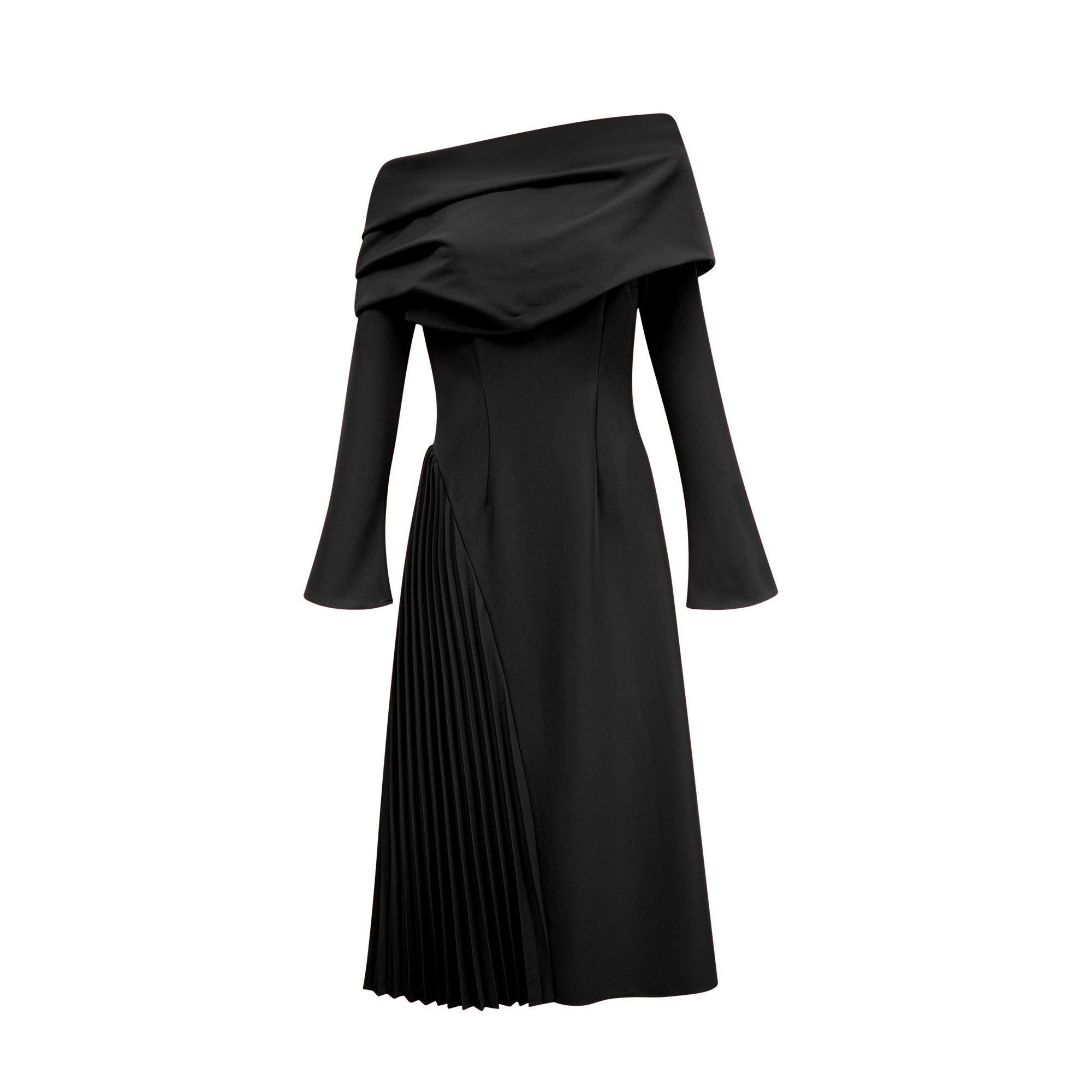 Valentine high-slit pleated maxi dress in Black (US Only)