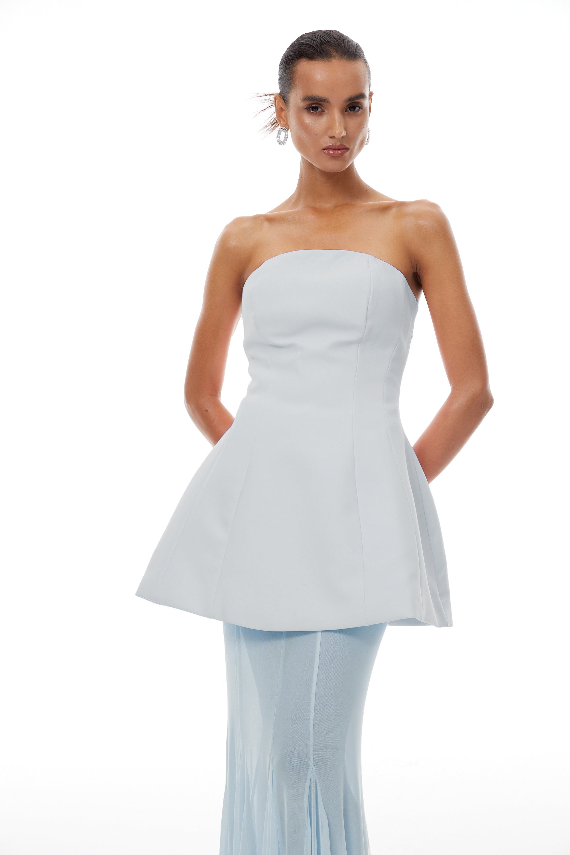 Mélanie Blue Corset Dress & Mesh Skirt Set