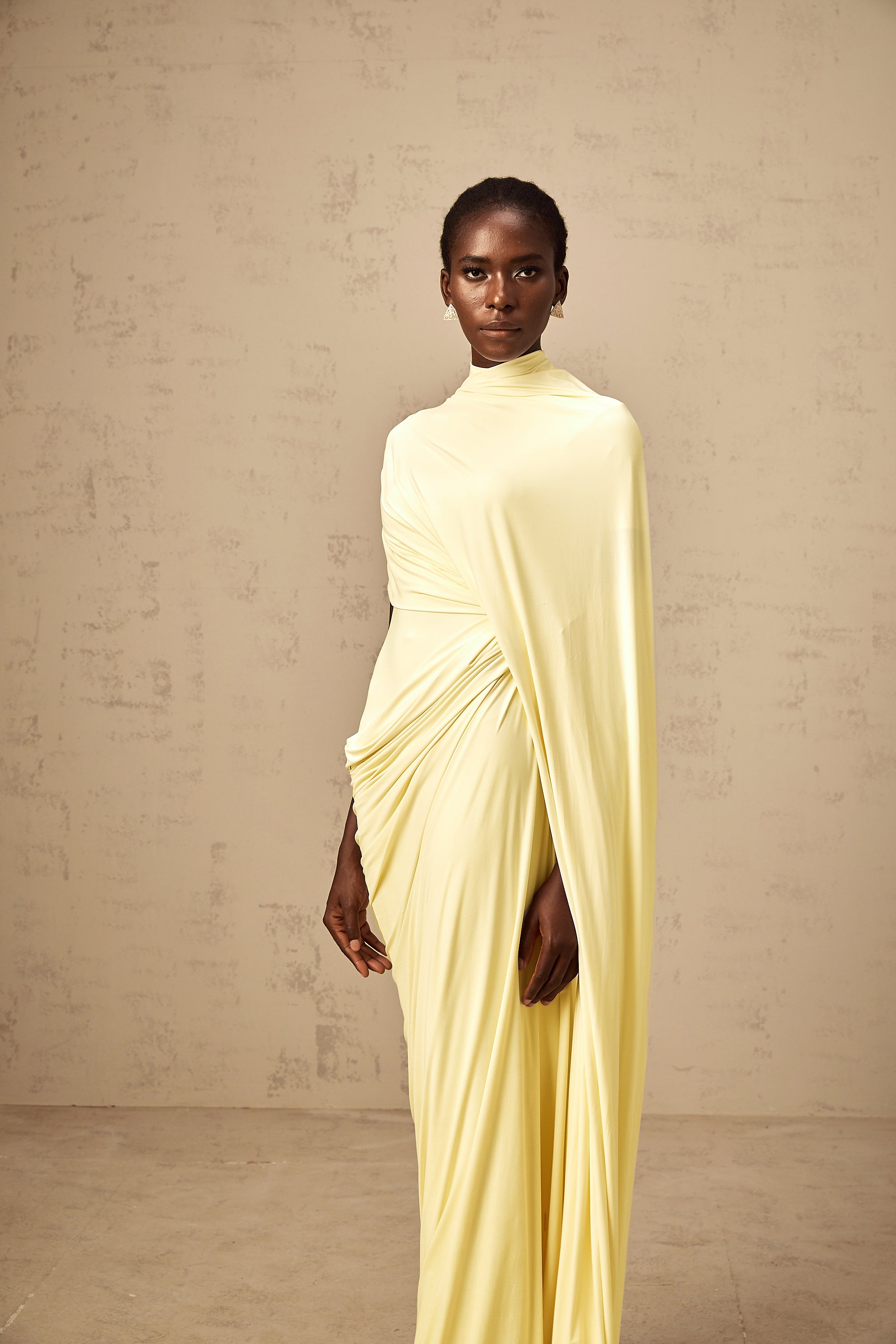 Fenella asymmetrical draped cape & dress matching set