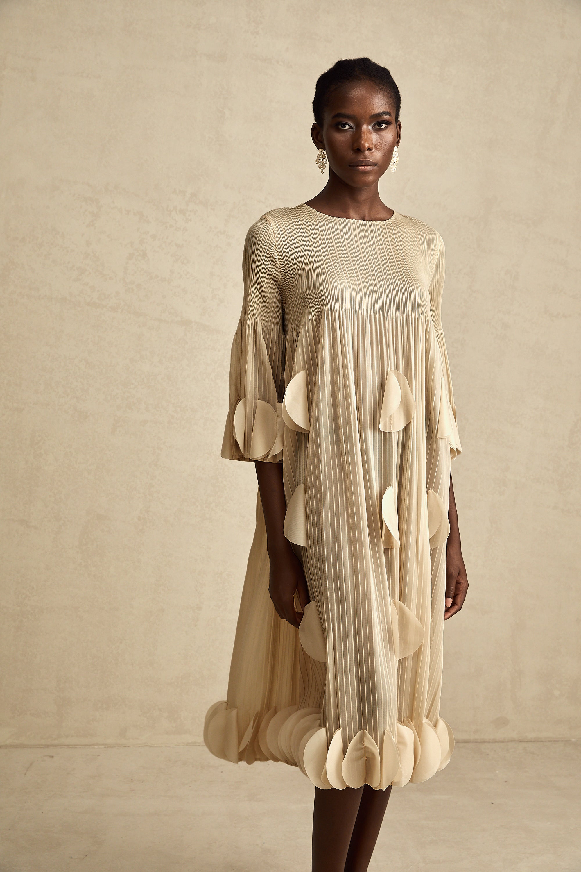 Alizée 3d-petal pleated midi dress (Final Sale)