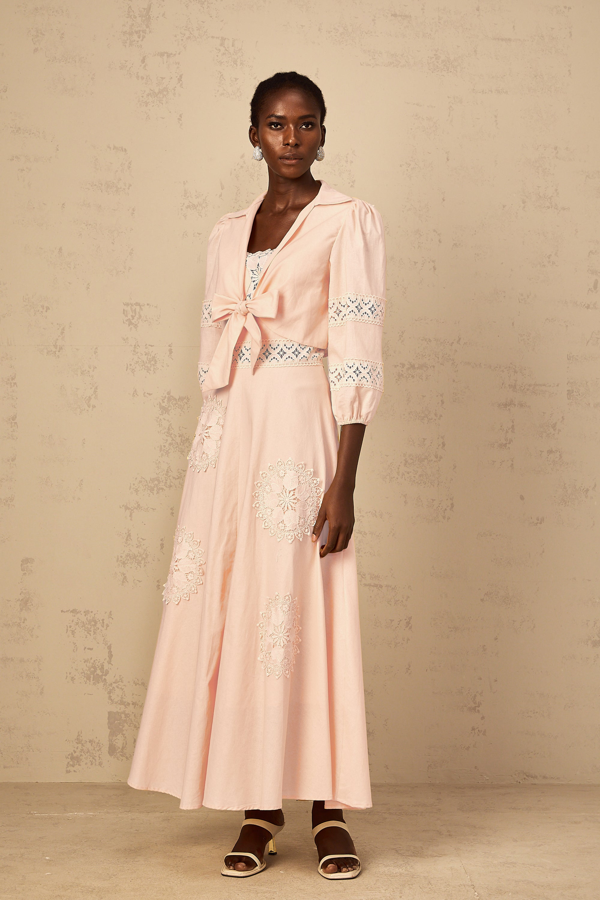 Romy Pink Floral Embroidered Blouse & Dress Set (Final Sale-US Only)