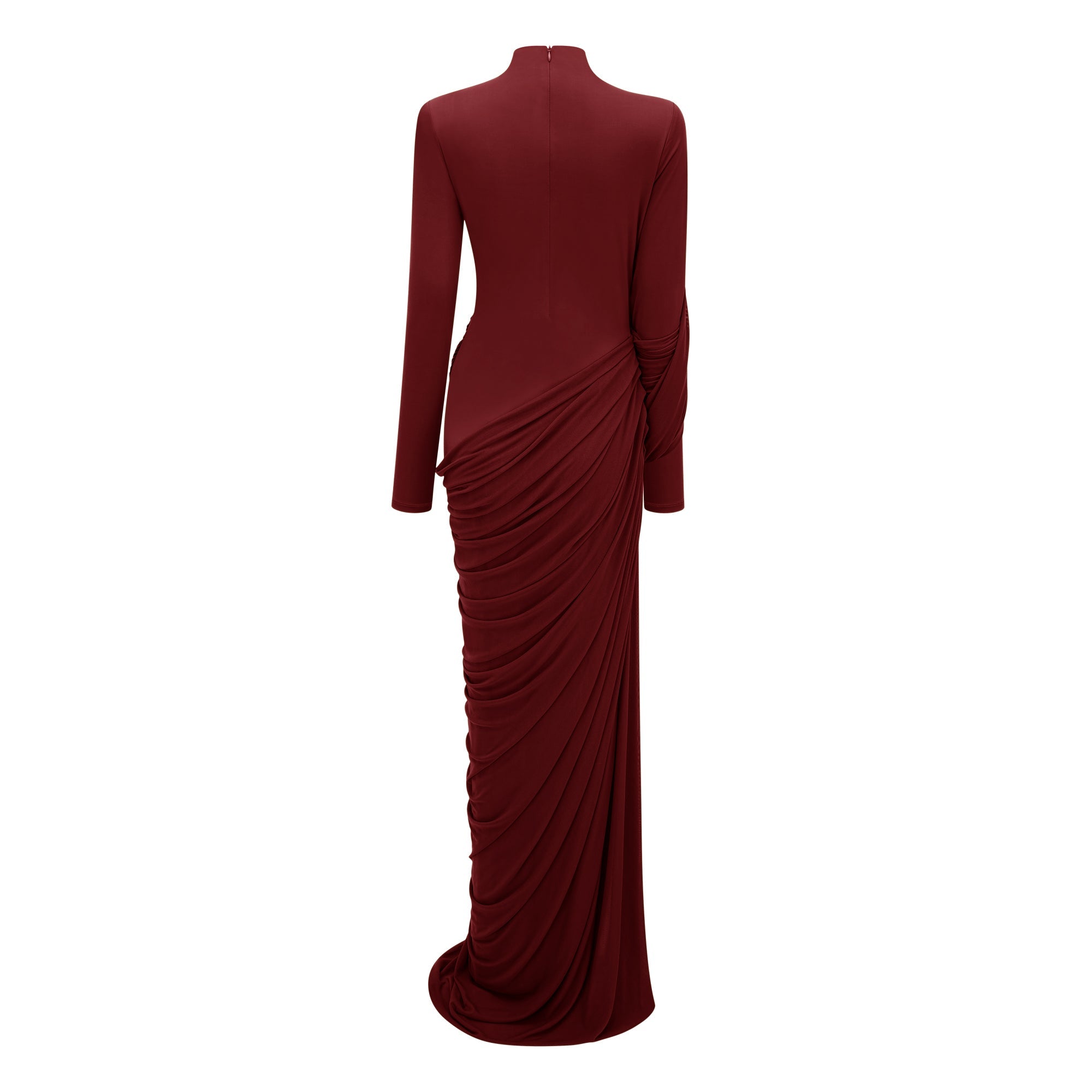 Arlette Red Asymmetrical Ruched Maxi Dress (Final Sale-US Only)