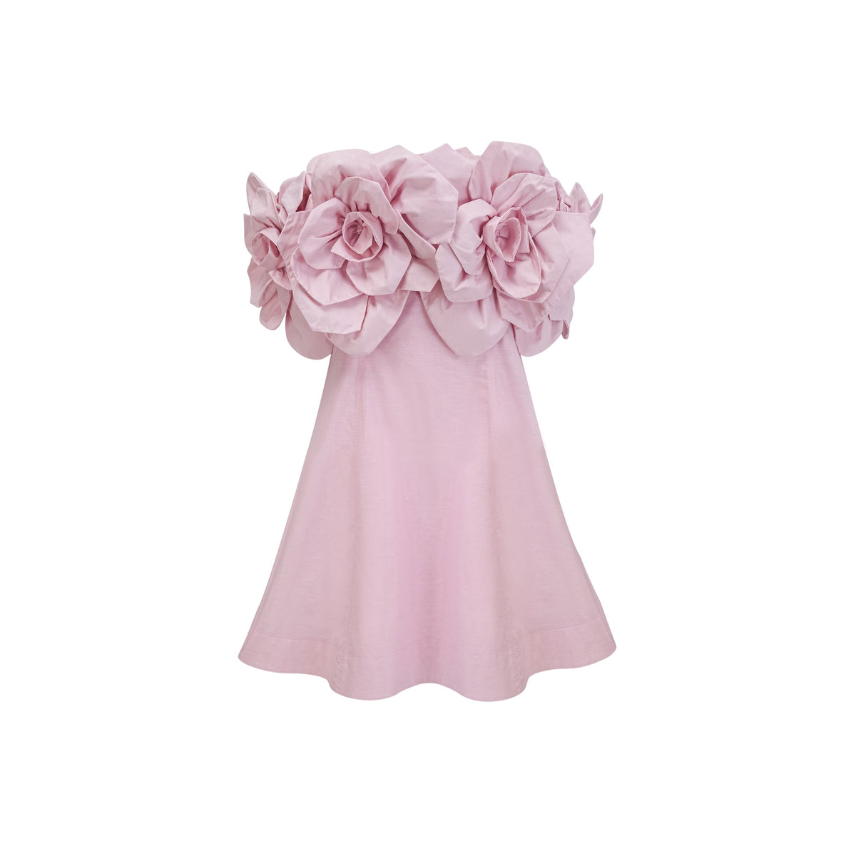 juliette pink off-shoulder 3d-petal mini dress