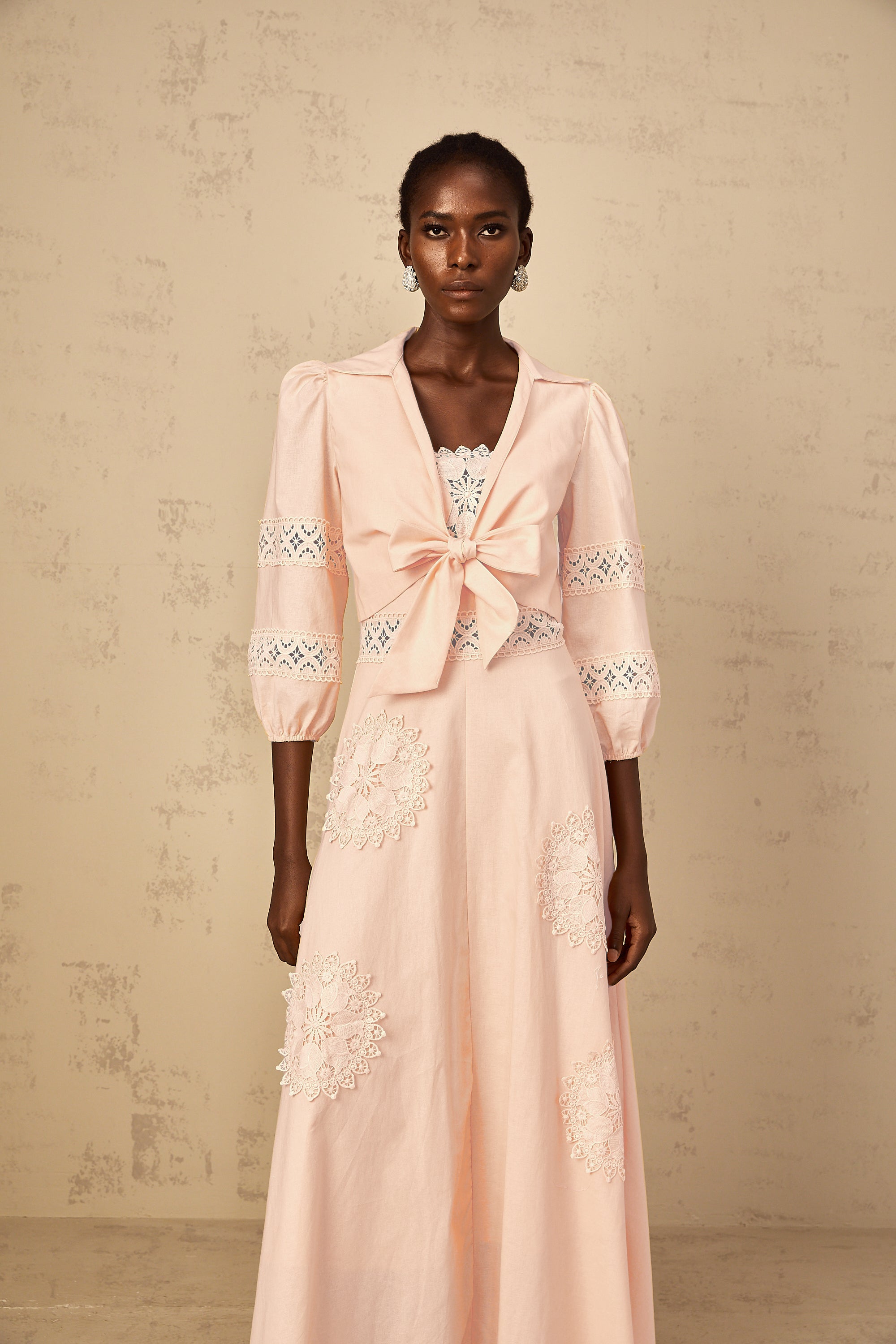 Romy Pink Floral Embroidered Blouse & Dress Set (Final Sale-US Only)