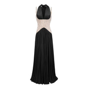 Gwenaëlle Black Rhinestone Panel Maxi Dress (Final Sale-US Only)