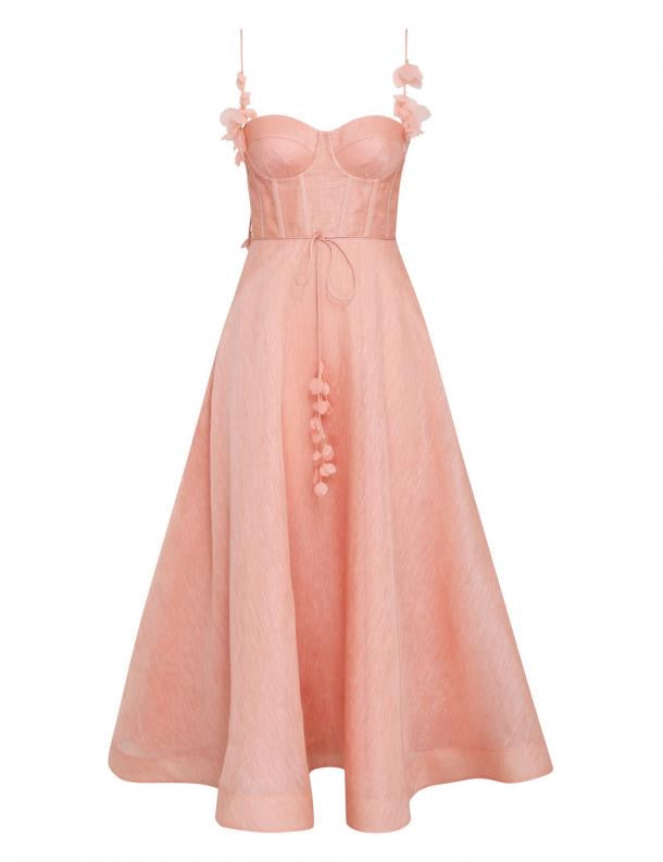 MADDY NATURA MIDI CORSET DRESS - Pink