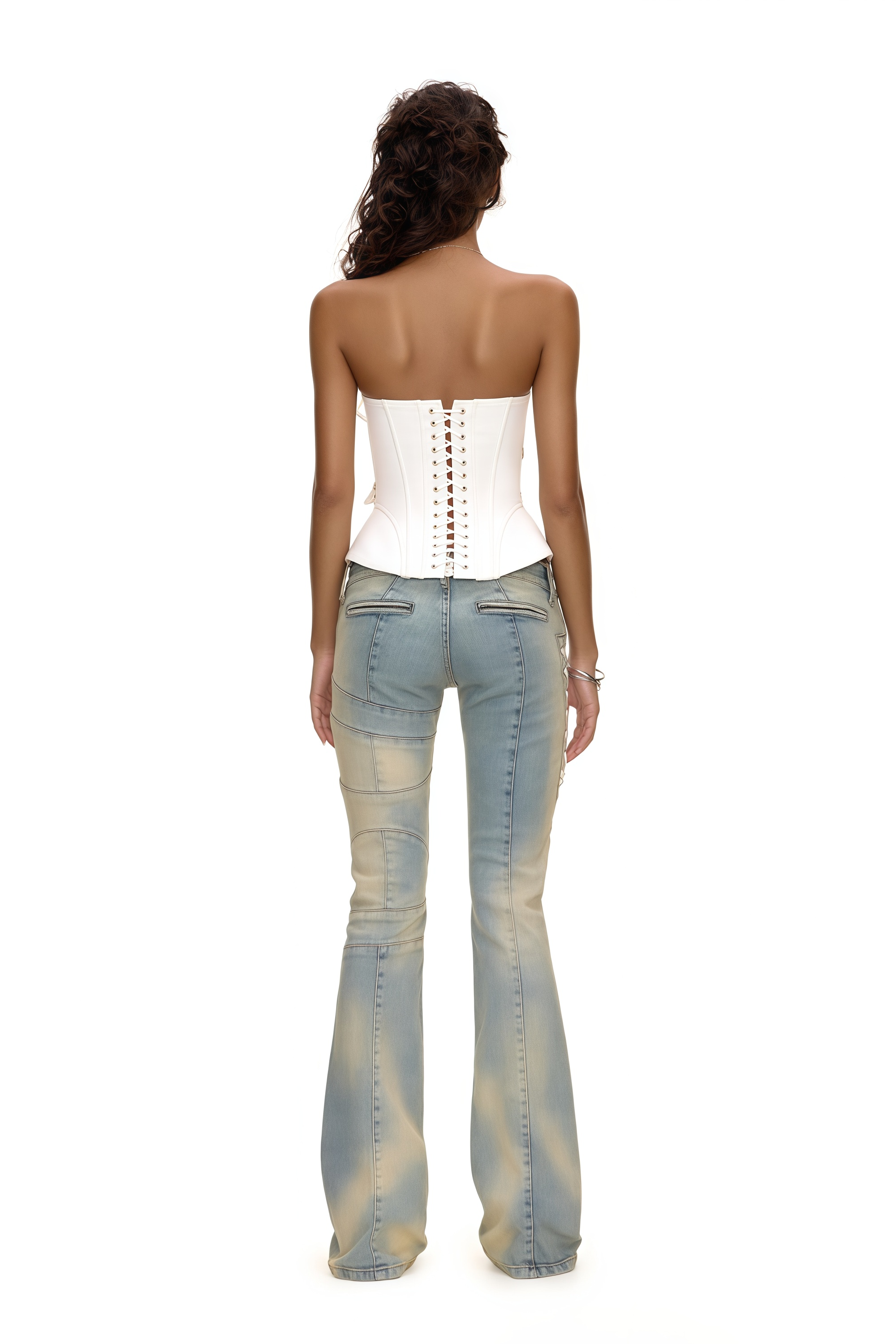 Tiril White Studded Belted Corset Top (Final Sale)
