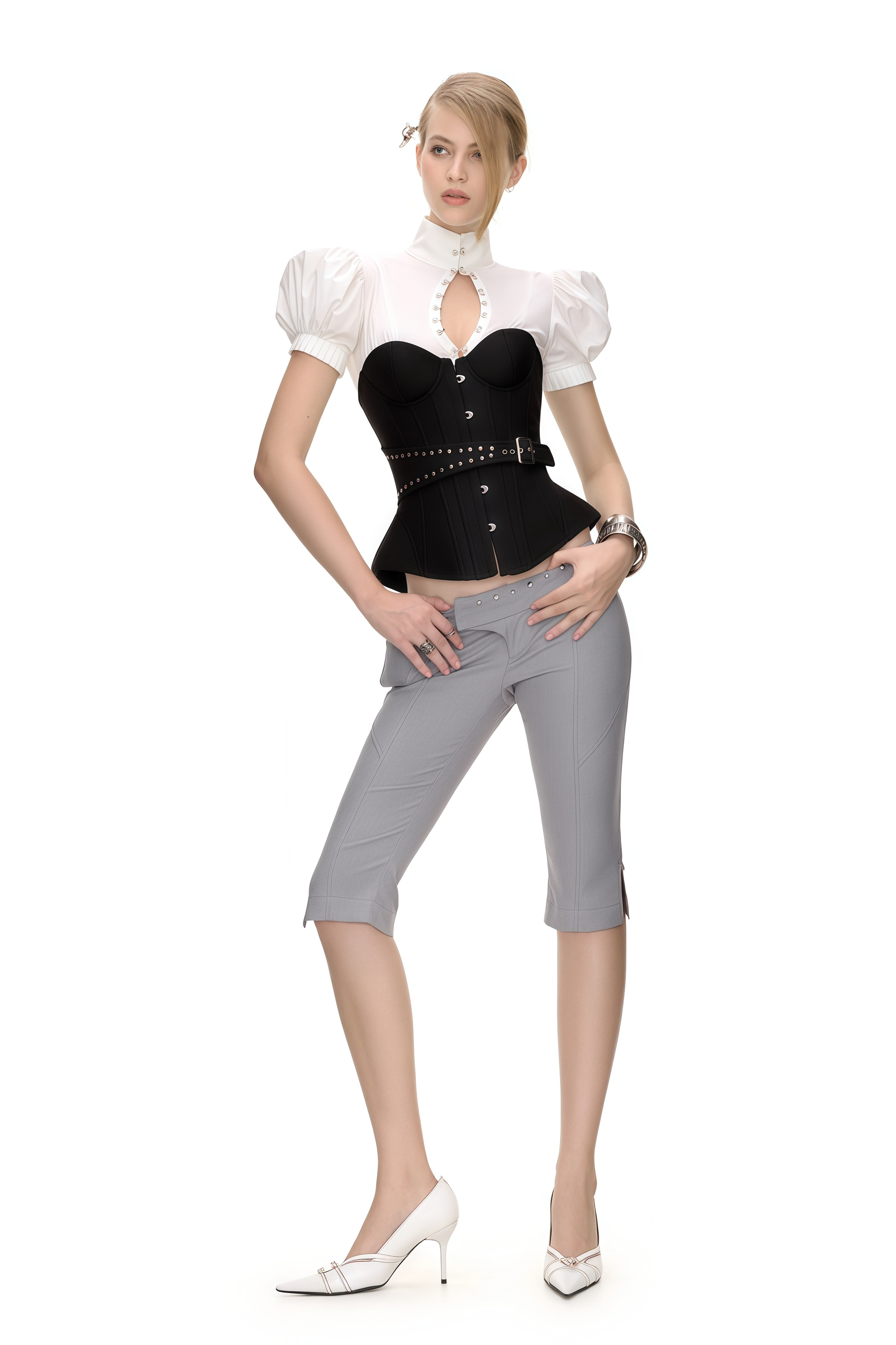 Tiril Black Studded Belted Corset Top (Final Sale)