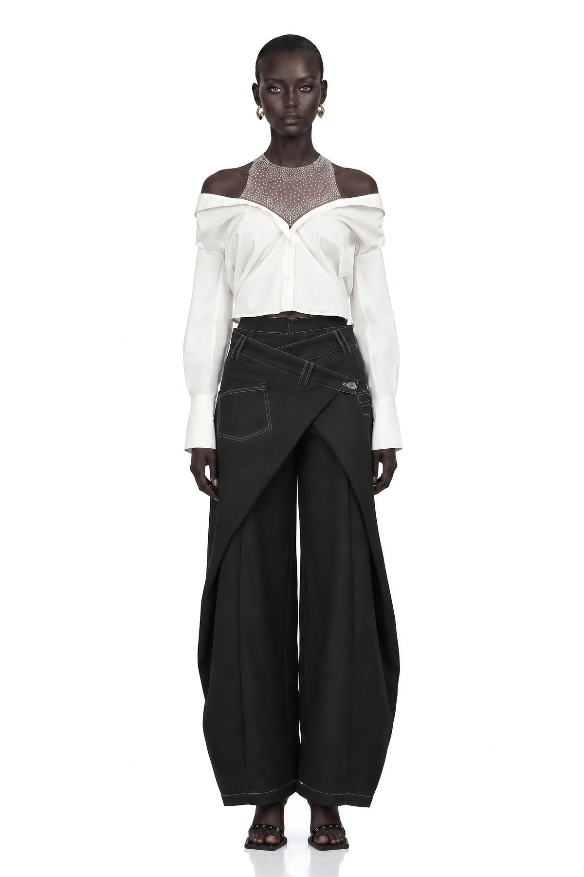 emma black deconstructed baggy jeans
