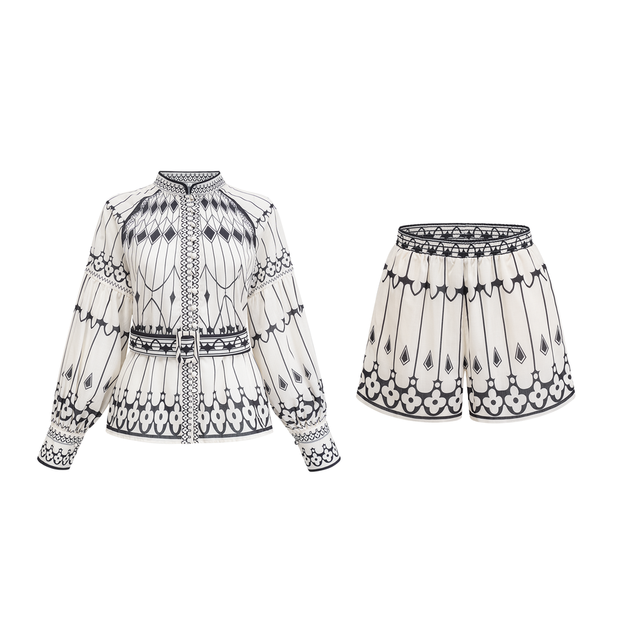 allie graphic-print shirt & shorts matching set