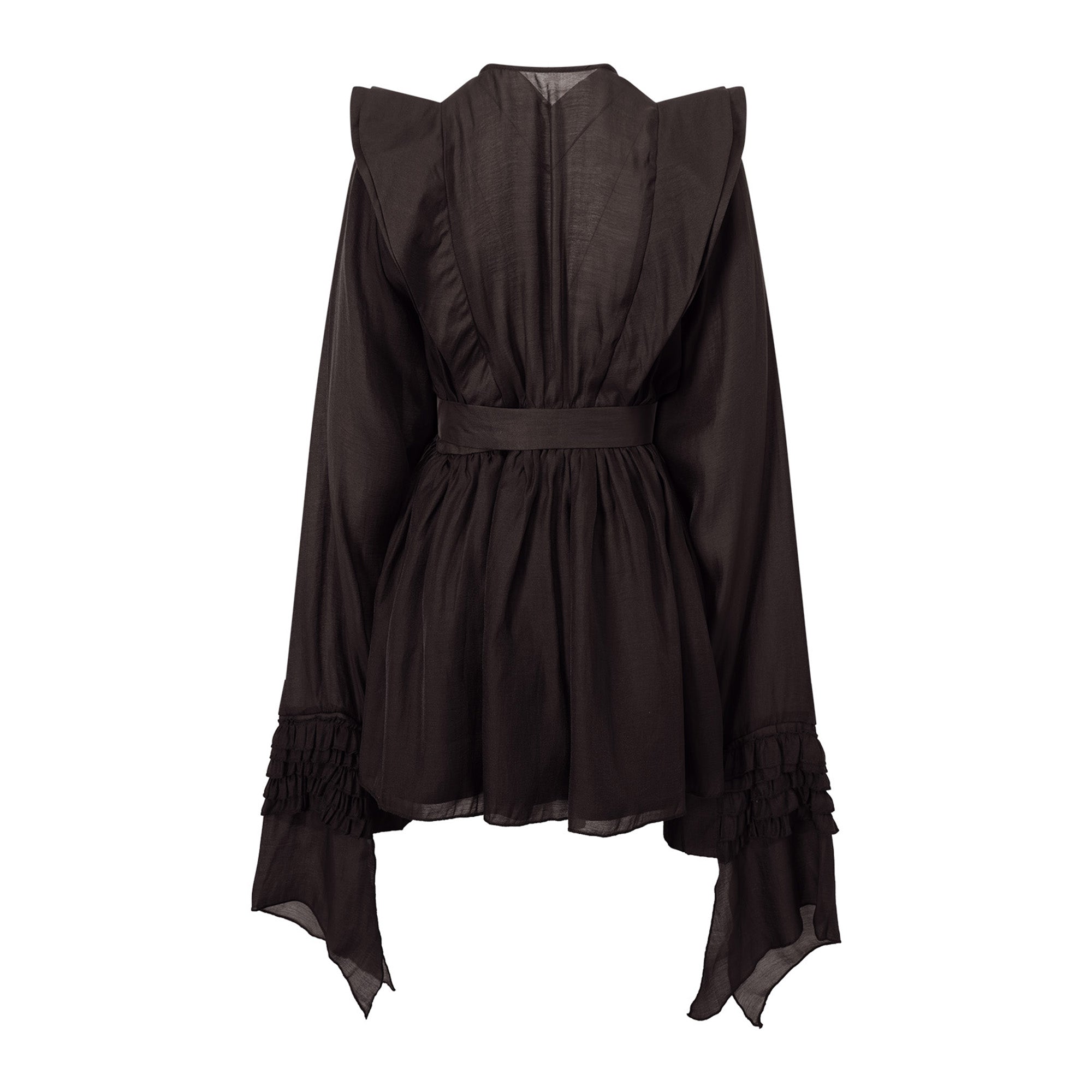 Annabelle Brown Cutout Ruffled Mini Dress