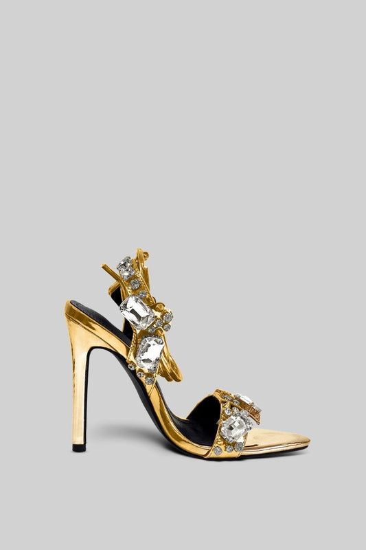VALIRA Rhinestone High Heels - Gold