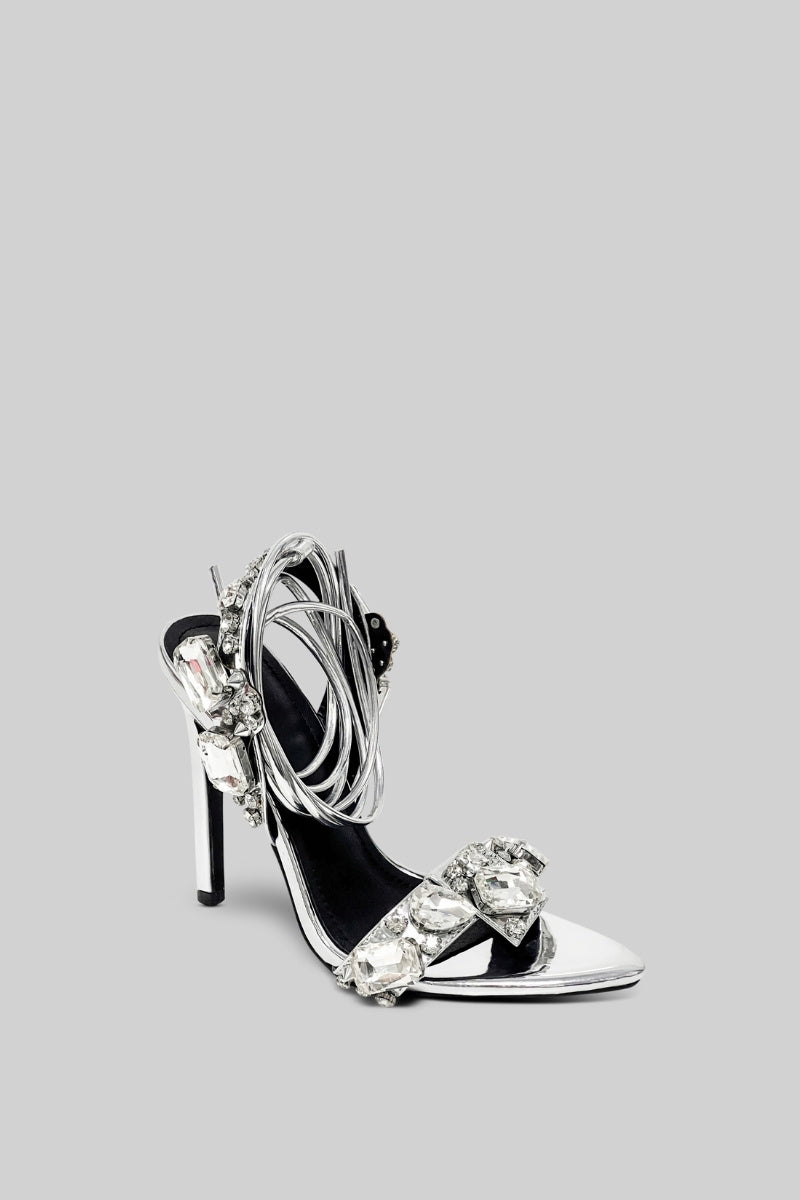 VALIRA Rhinestone High Heels - Silver