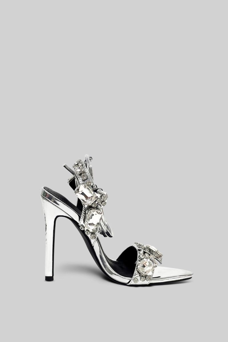 VALIRA Rhinestone High Heels - Silver