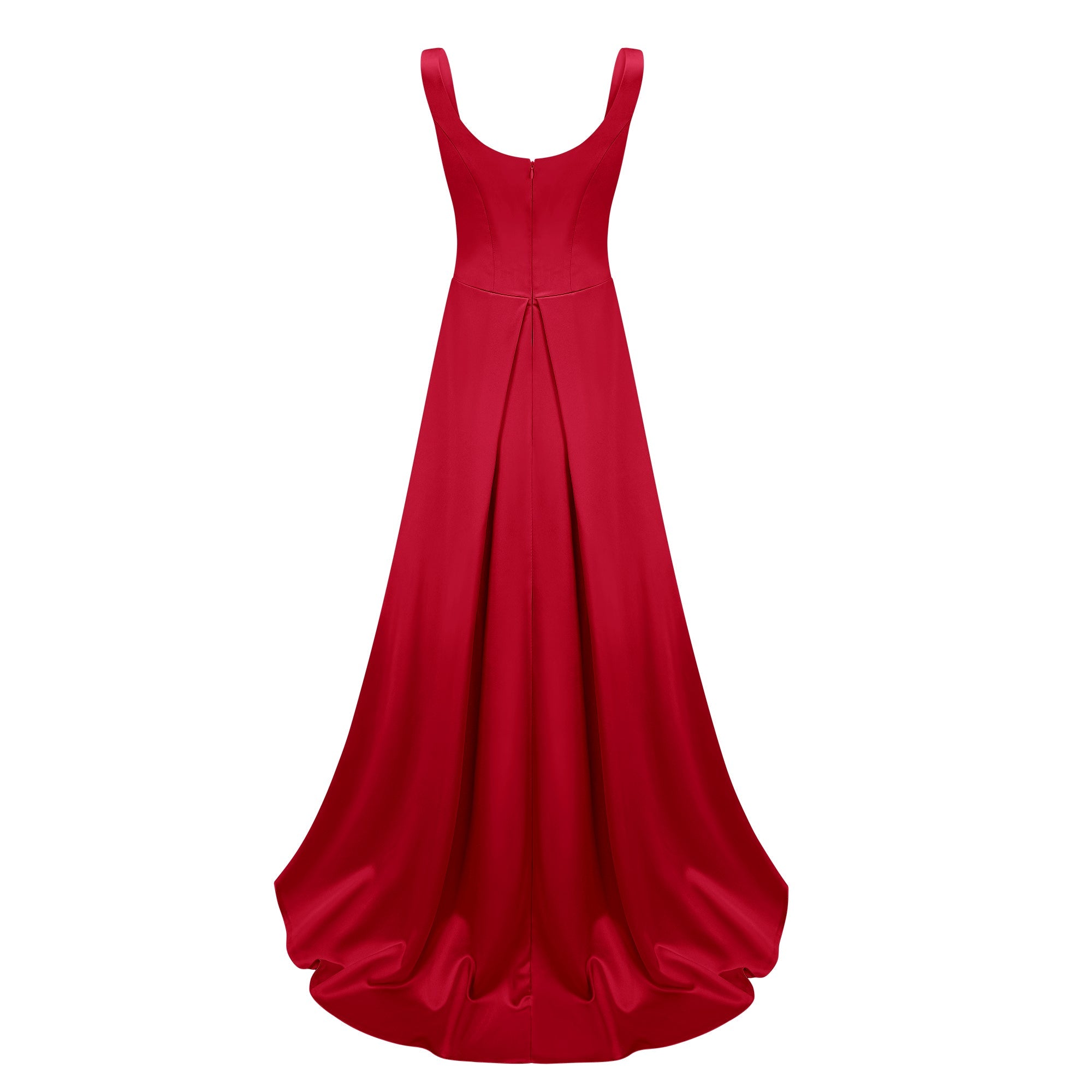 Fiona Red Satin Square Neck Maxi Dress (Final Sale-US Only)