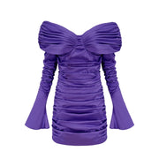 Apolline purple off-shoulder ruched mini dress (Final Sale-US Only)