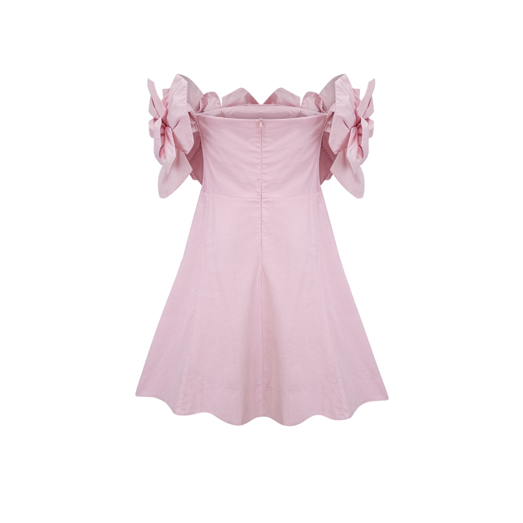 Juliette pink off-shoulder 3D-petal mini dress