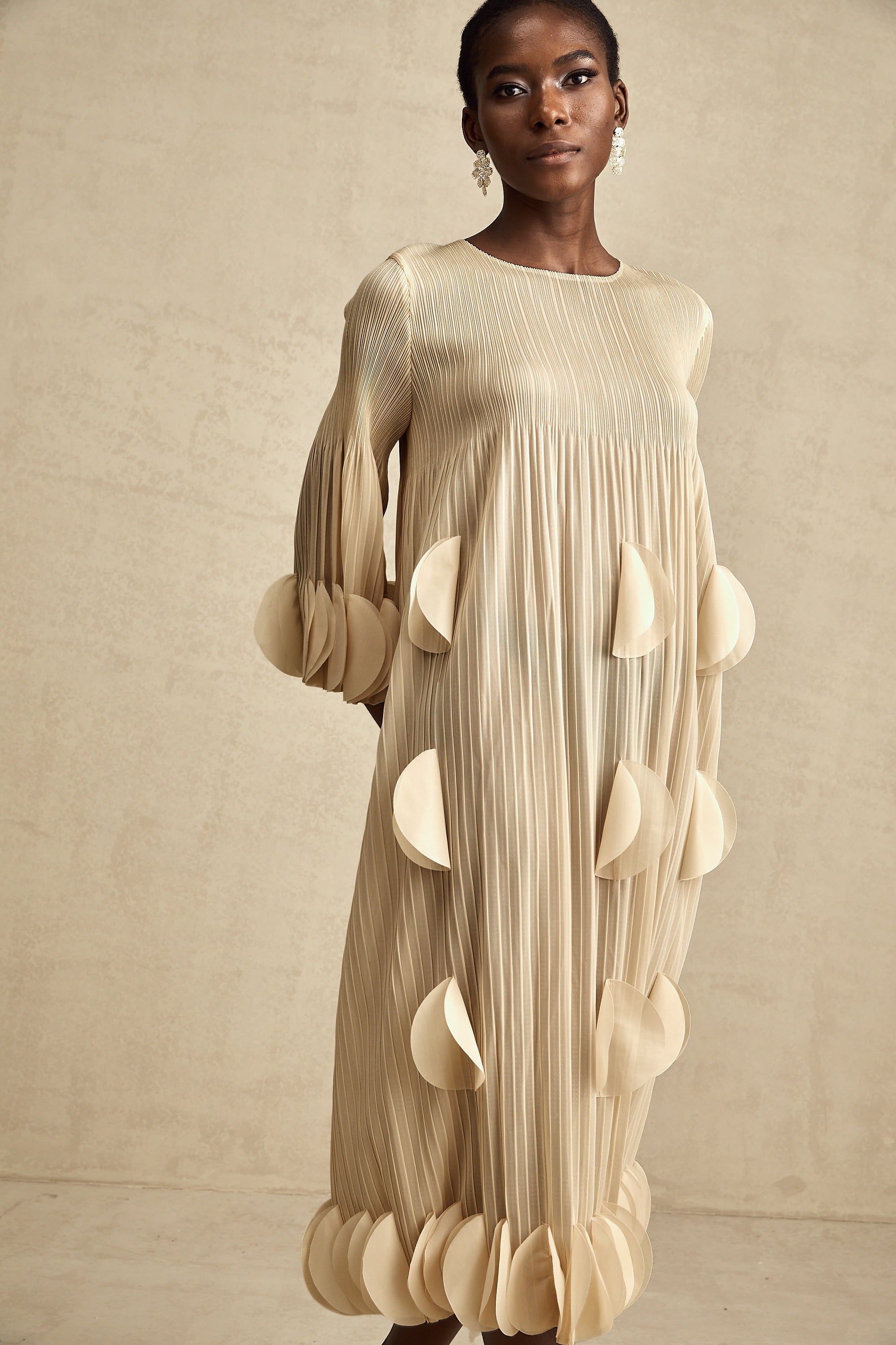 Alizée 3d-petal pleated midi dress (Final Sale)