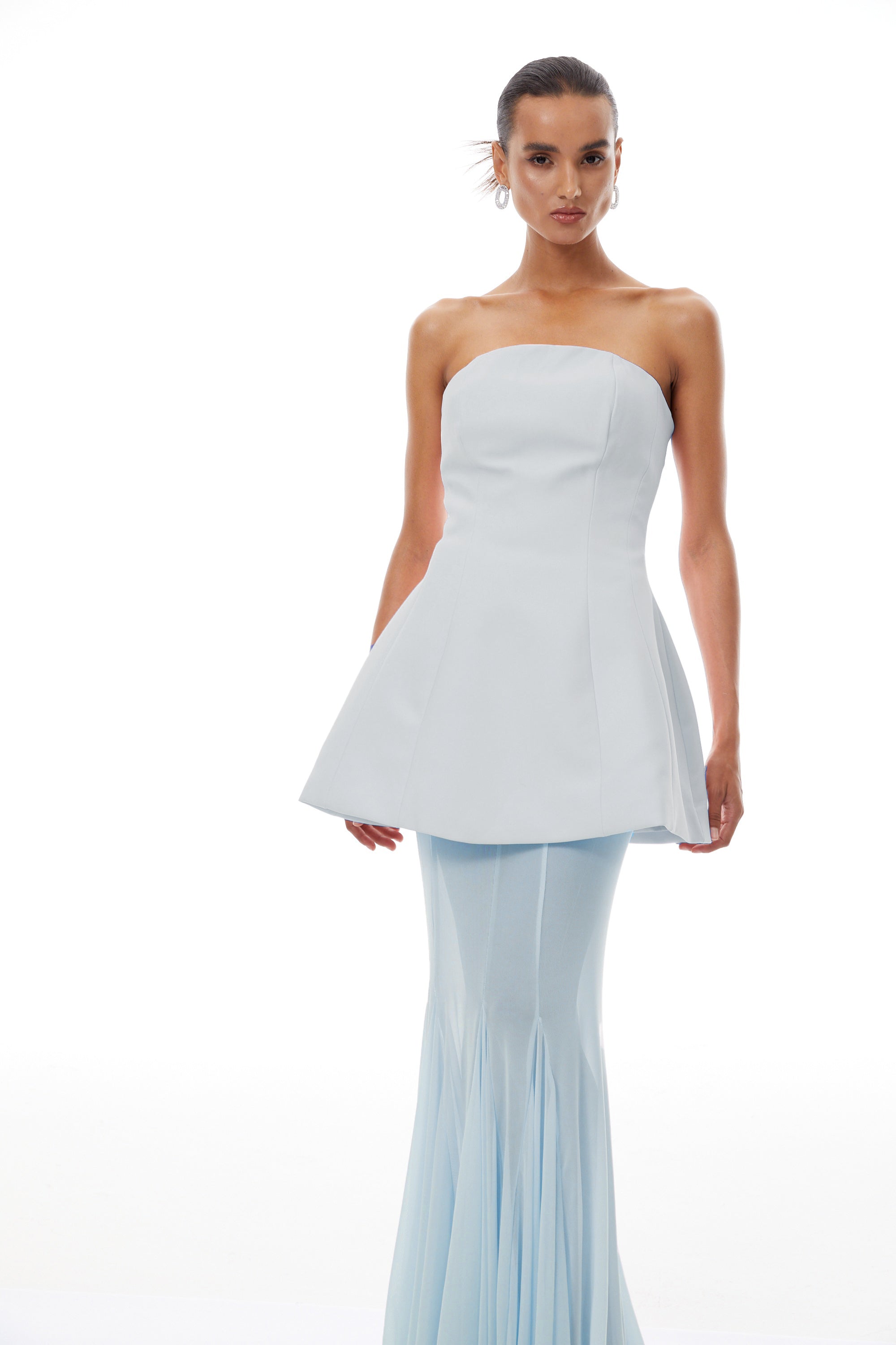 Mélanie Blue Corset Dress & Mesh Skirt Set