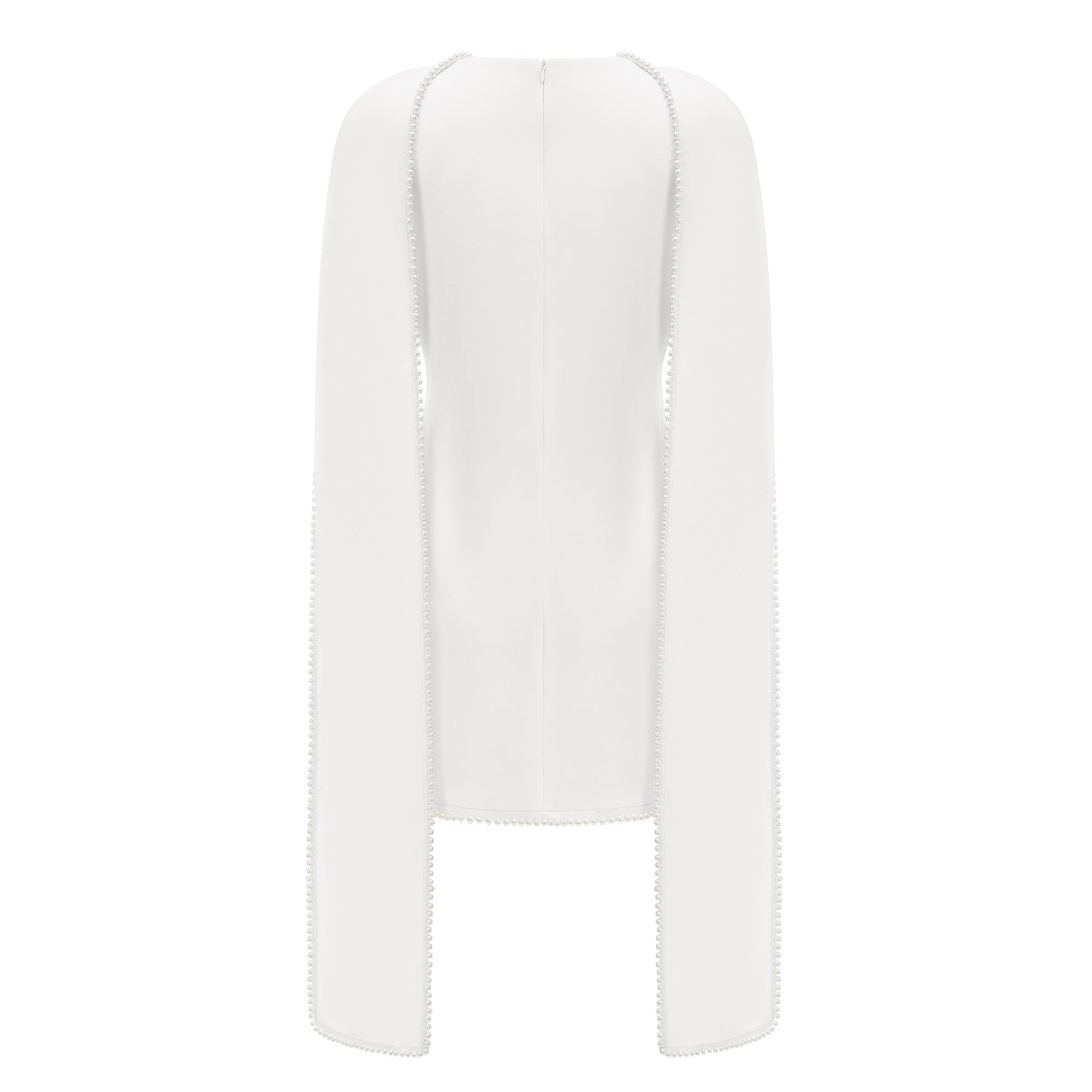 Piroska White Sleeveless Pearl Trim Mini Dress (Final Sale-US Only)