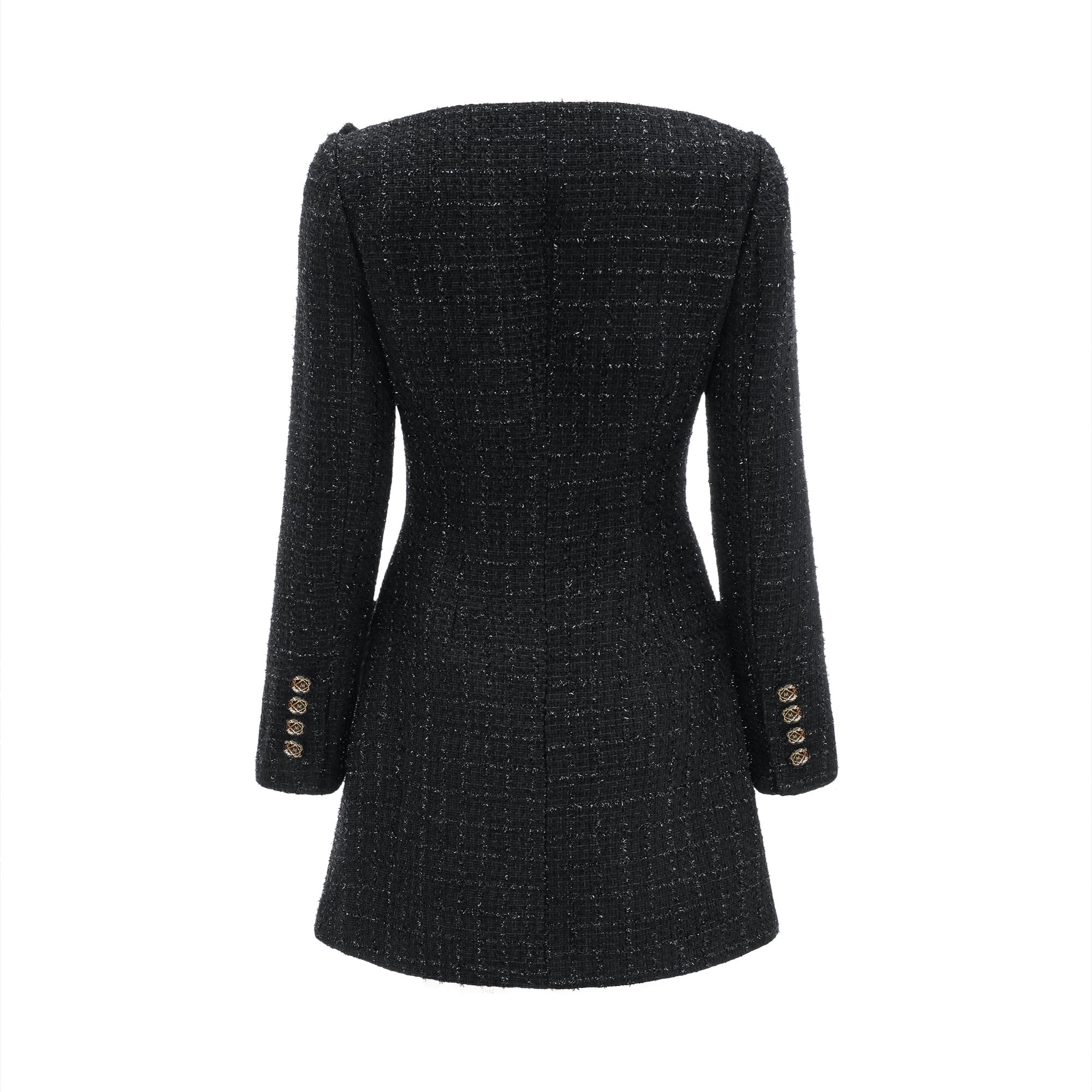 Erin black double-breasted coat dress