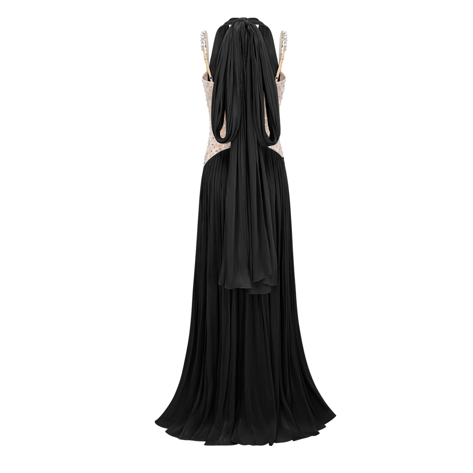 Gwenaëlle Black Rhinestone Panel Maxi Dress (Final Sale-US Only)