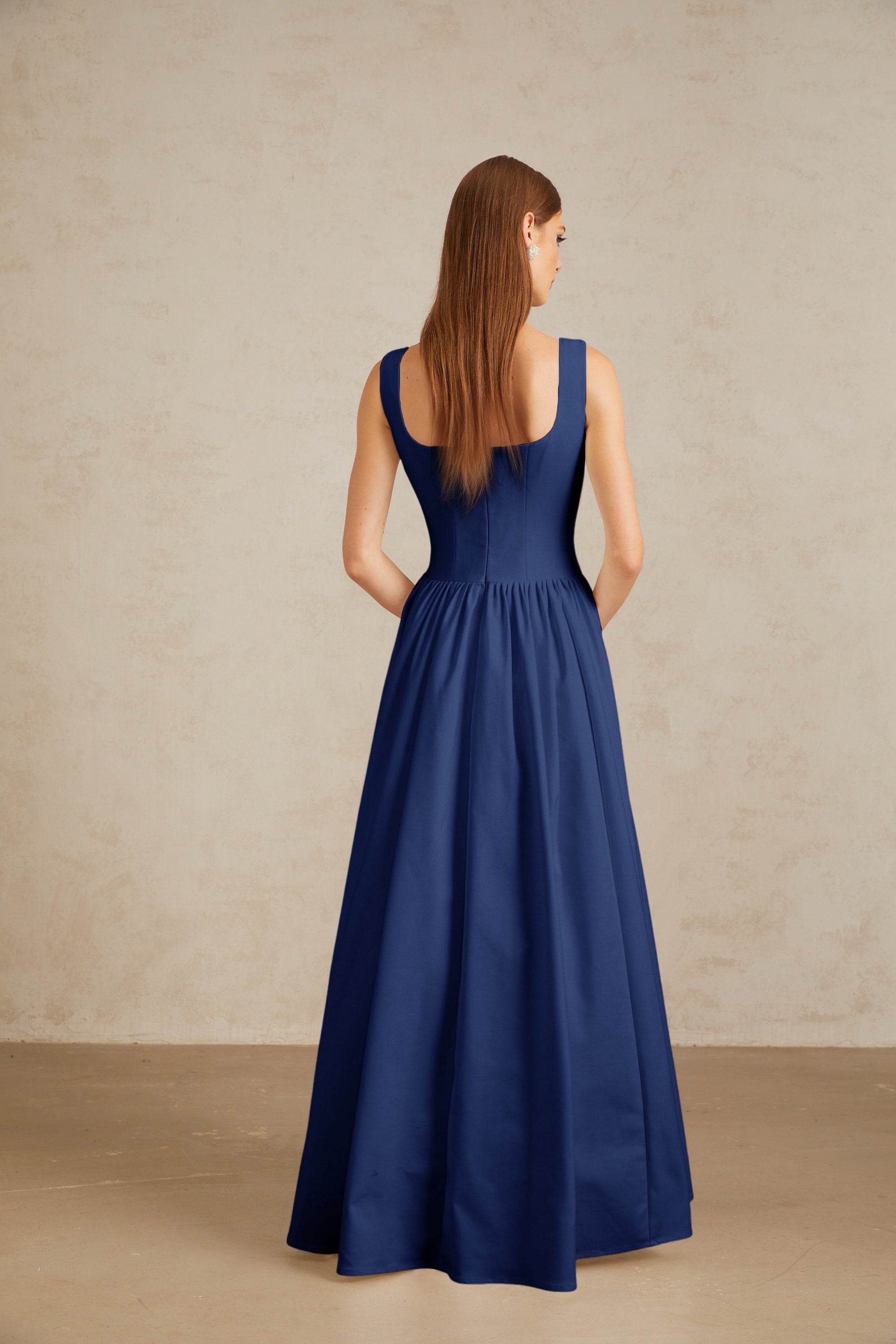 Sadie Blue Pleated Corset Maxi Gown