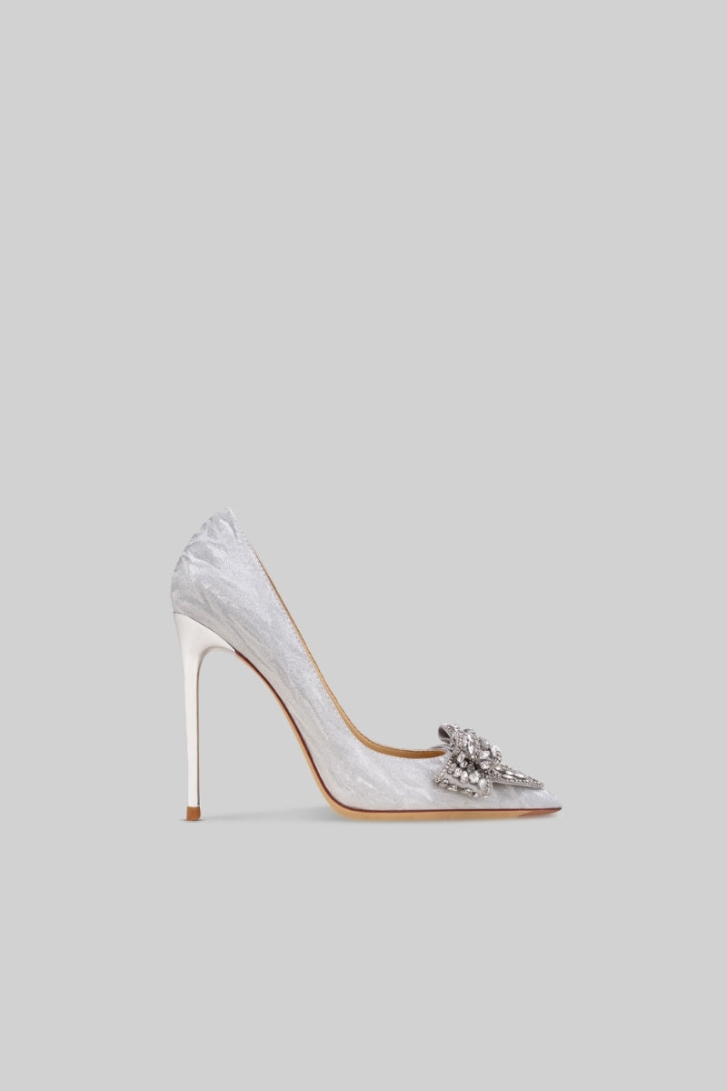 SERAPHINE  Diamond Ribbon High Heels - Silver