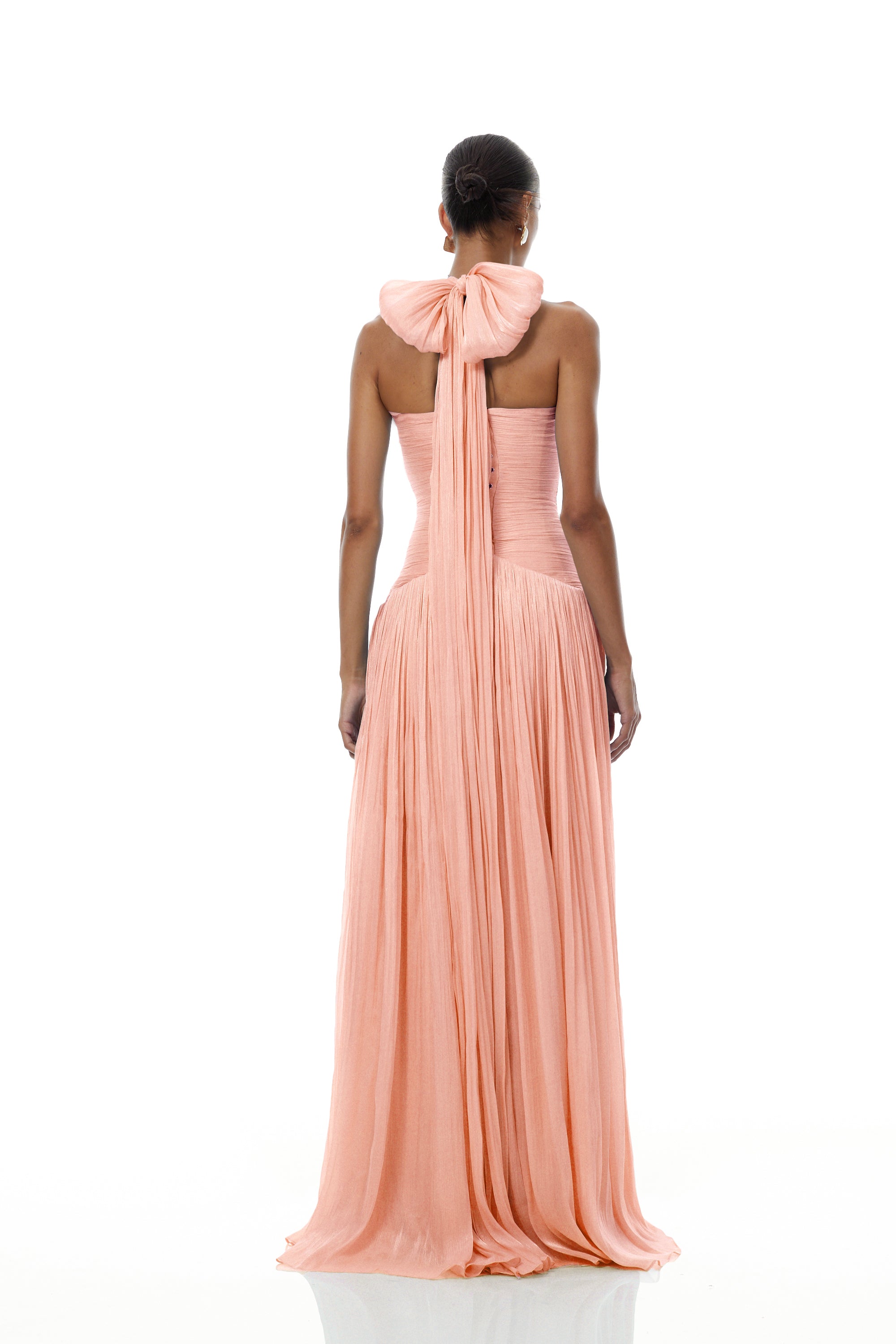 Térébenthine Pink Glossy Gathered Maxi Dress