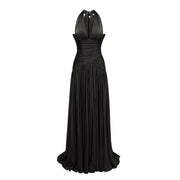 Uranie Black Gathered Maxi Dress
