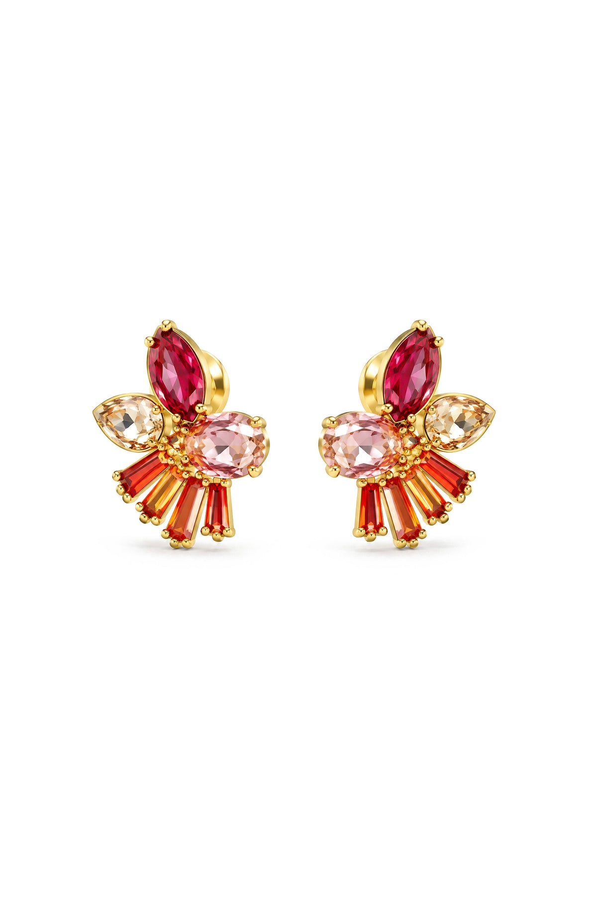 Ursule Gold Multicolour Crystal Cluster Stud Earrings