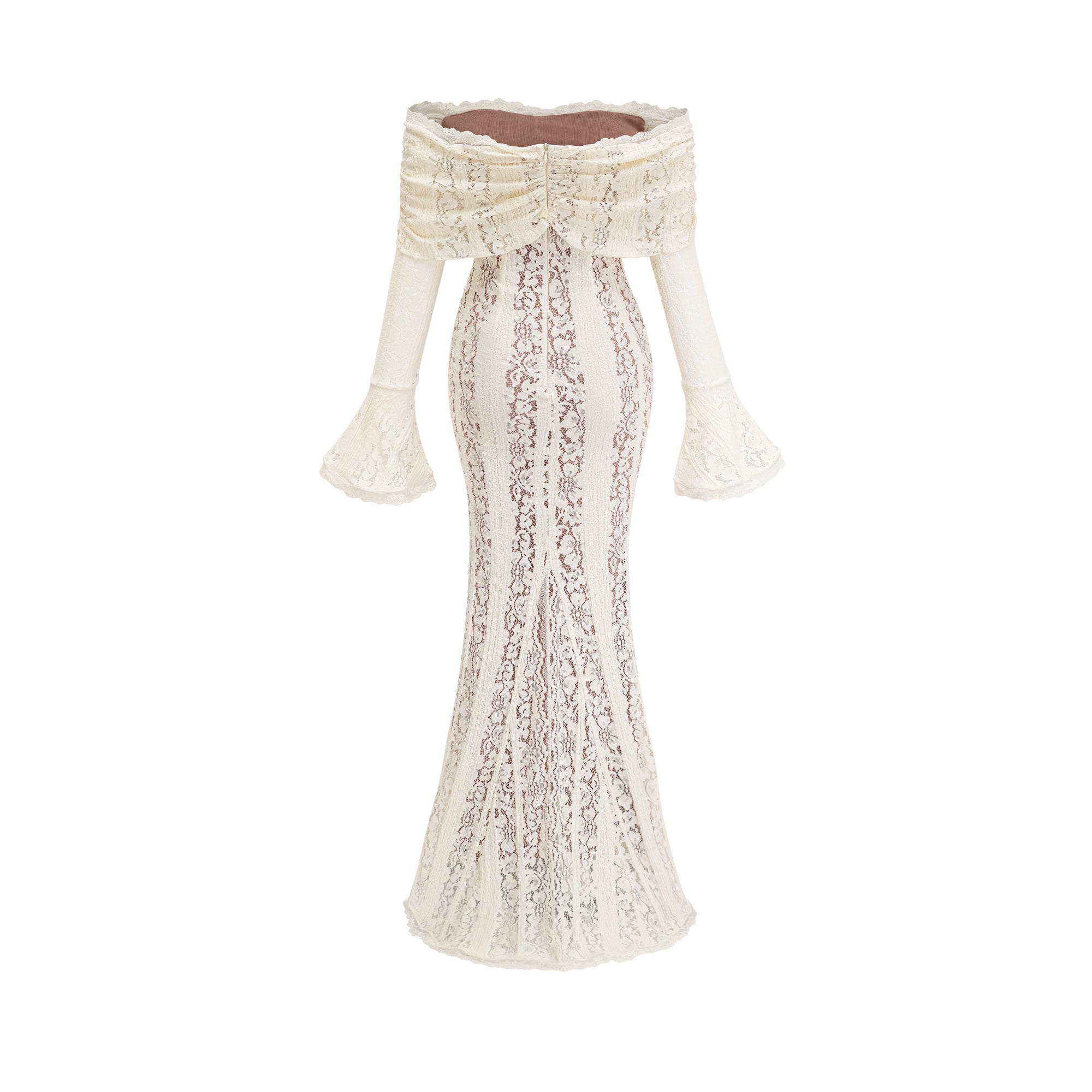 Émeline floral lace flared-cuff maxi dress in Neutrals (Final Sale-US Only)