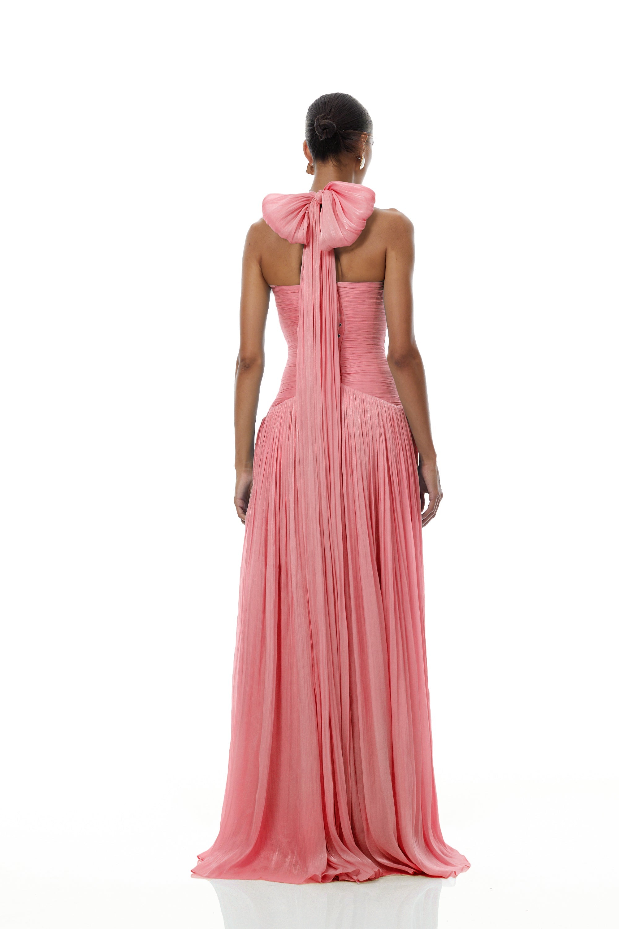 Térébenthine Pink Glossy Gathered Maxi Dress