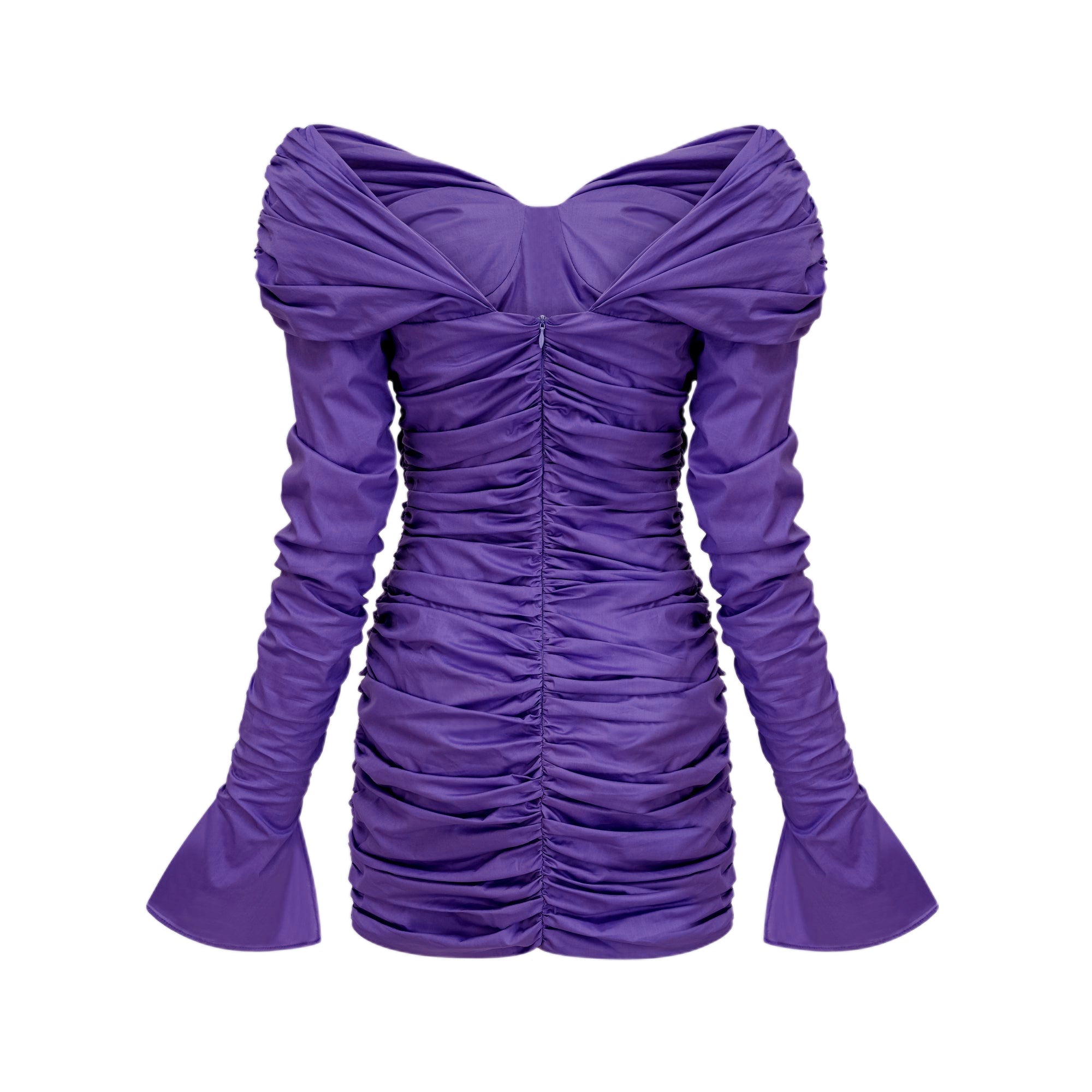 Apolline purple off-shoulder ruched mini dress (Final Sale-US Only)
