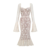Marlene White Flared Lace Maxi Dress (Final Sale-US Only)