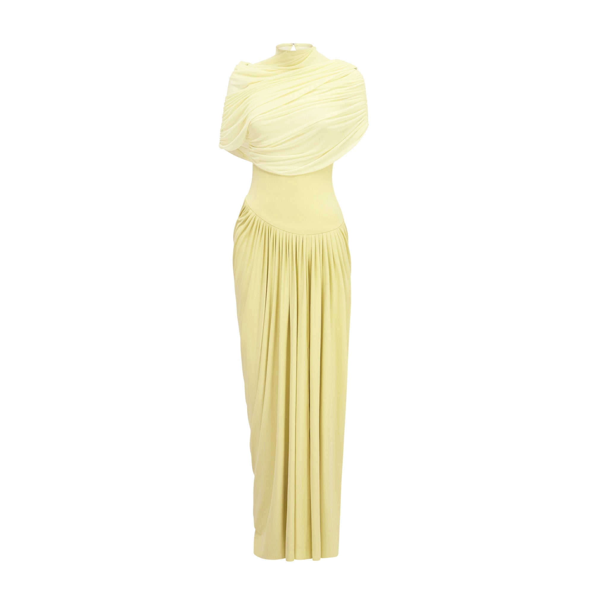 Catherine asymmetrical pleated maxi dress in Yellow (Final Sale-US Only)