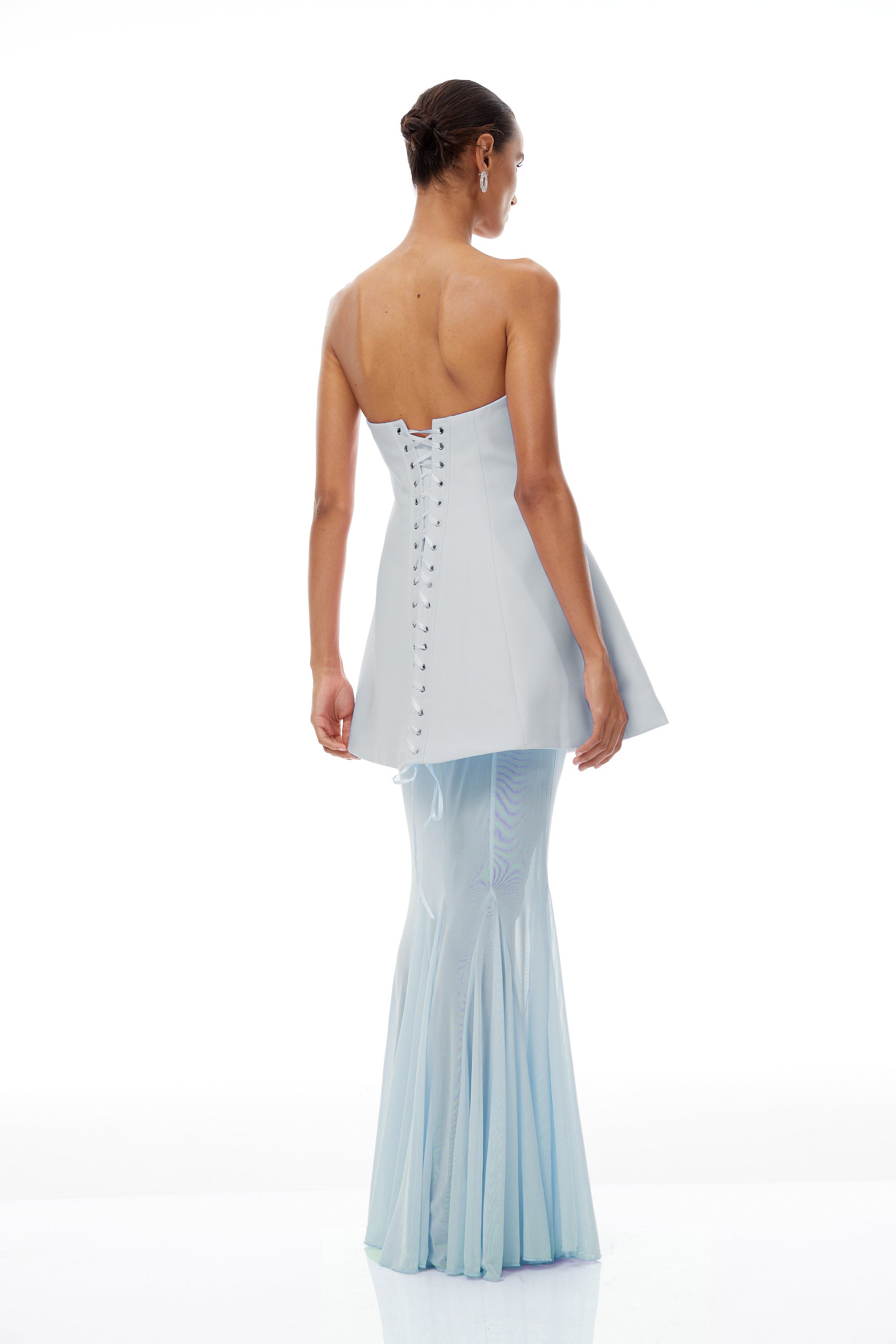 Mélanie Blue Corset Dress & Mesh Skirt Set (Final Sale-US Only)