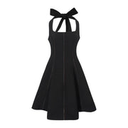 Quirine halterneck bow-detail mini dress in Black