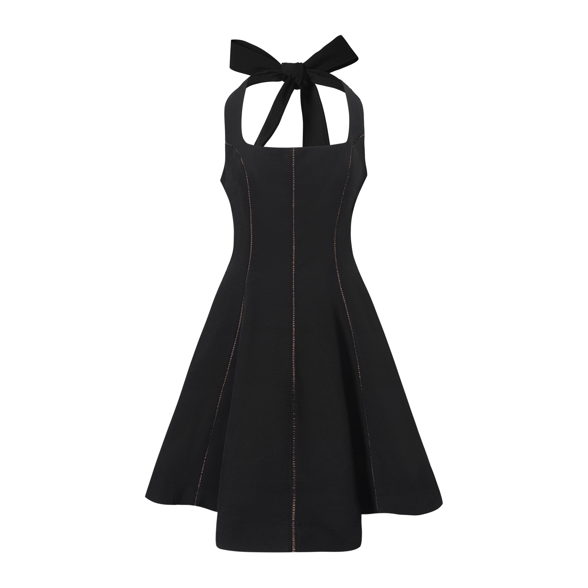 Quirine halterneck bow-detail mini dress in Black