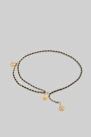Vegan Leather Golden Pendant Belt - Black