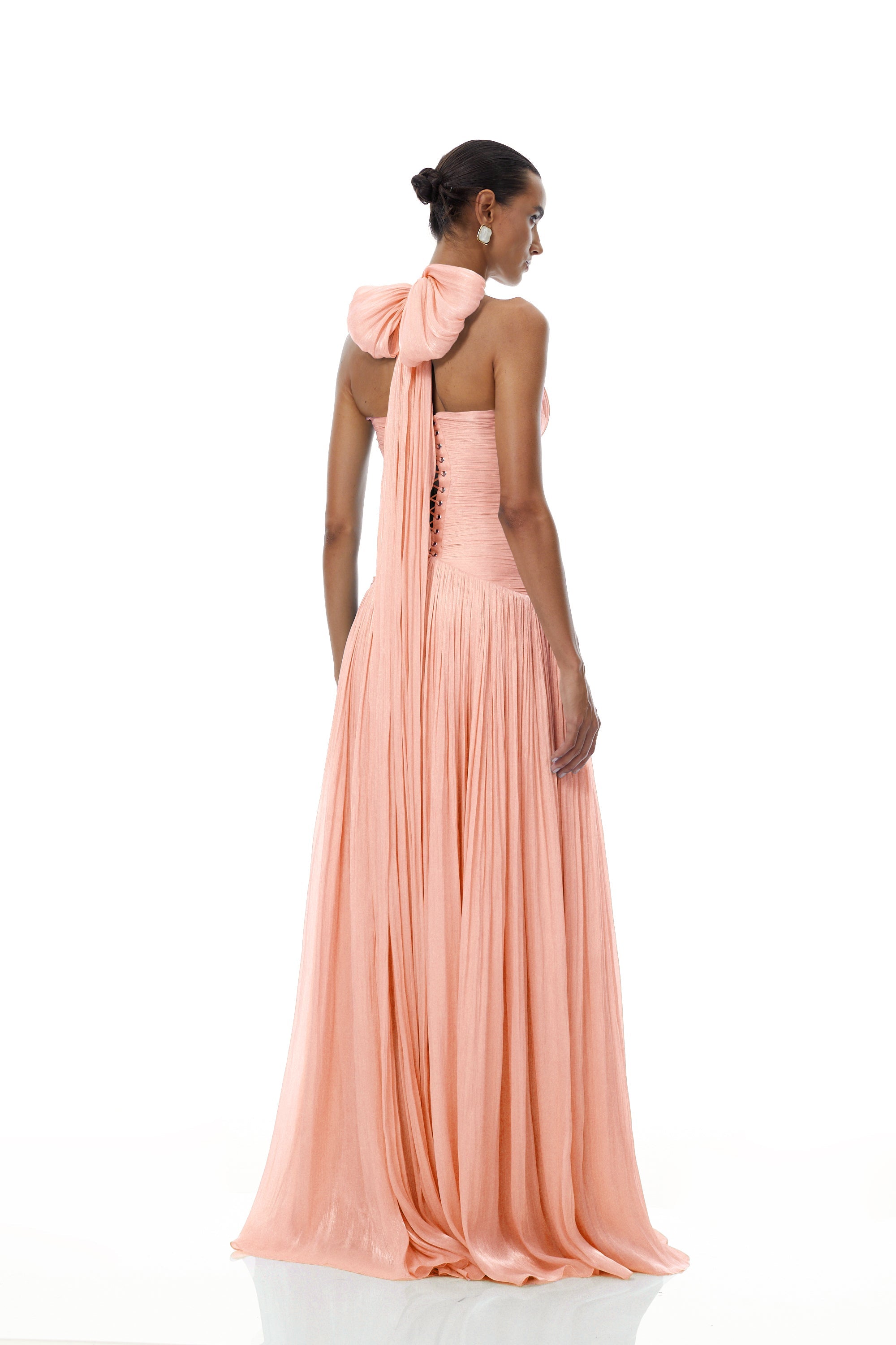 Térébenthine Pink Glossy Gathered Maxi Dress