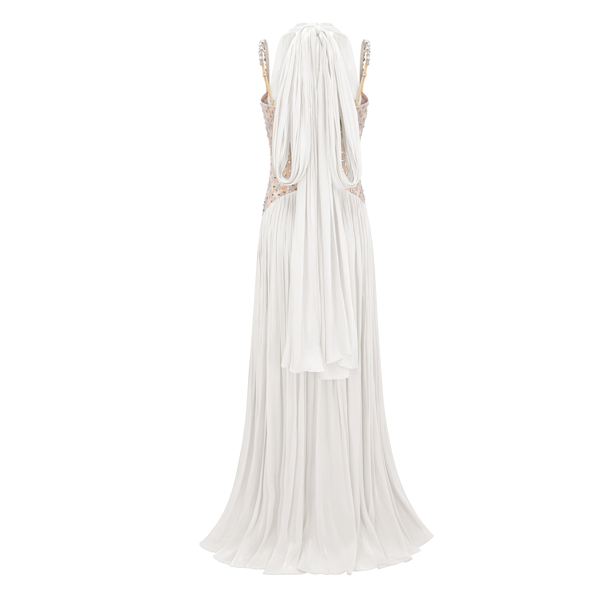 Gwenaëlle White Rhinestone Panel Maxi Dress (Final Sale-US Only)