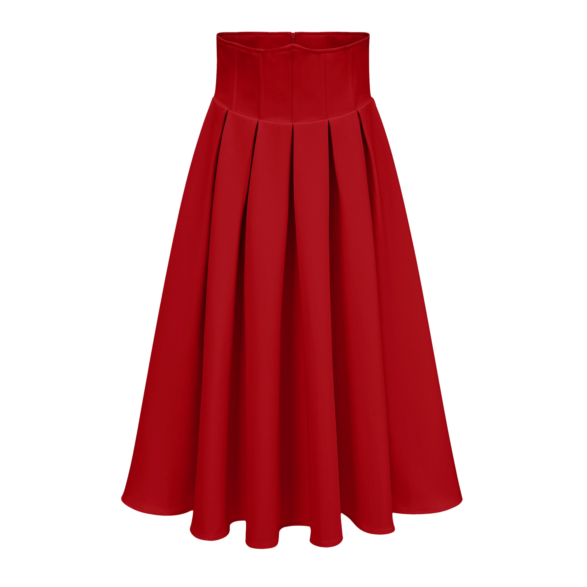 Maja Red Faux Pearl Jacket & Pleated Skirt Set